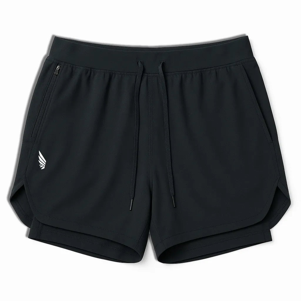 Black liner shorts from the sustainable NIVɅYS sportswear collection.