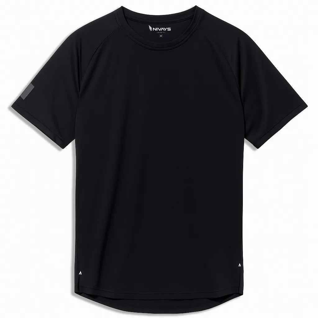 NIVɅYS black sustainable activewear shirt
