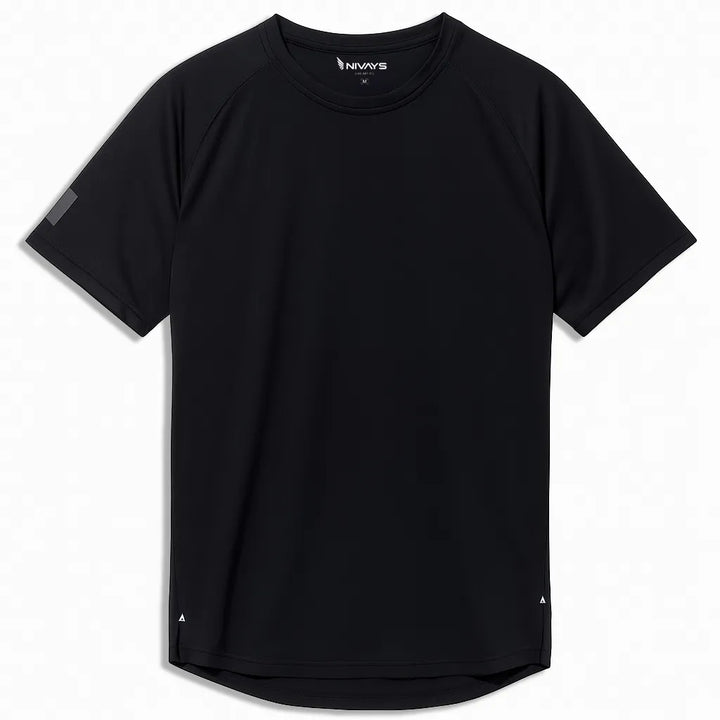 NIVɅYS black sustainable activewear shirt