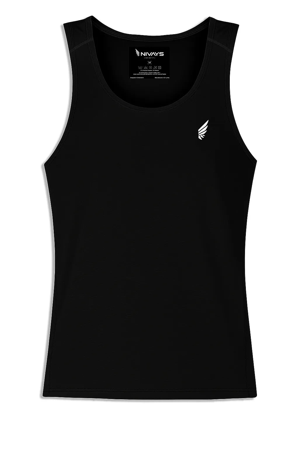 Black tank top from the sustainable NIVɅYS sportswear.