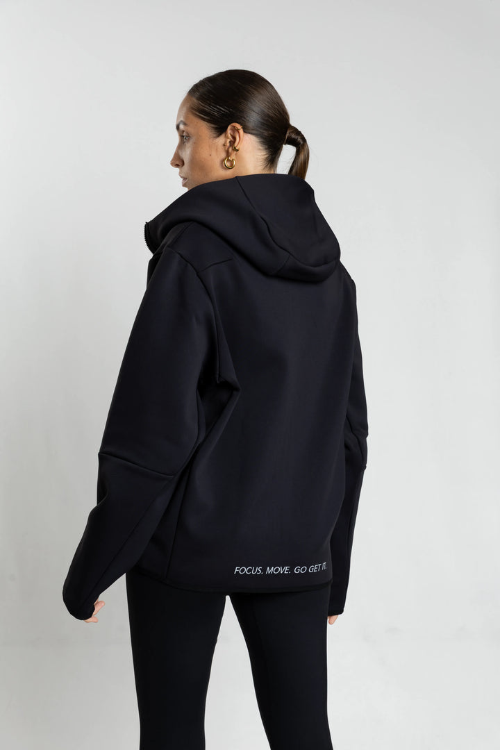 NIVɅYS black sustainable hoodie with hood for eco‑friendly activewear essentials