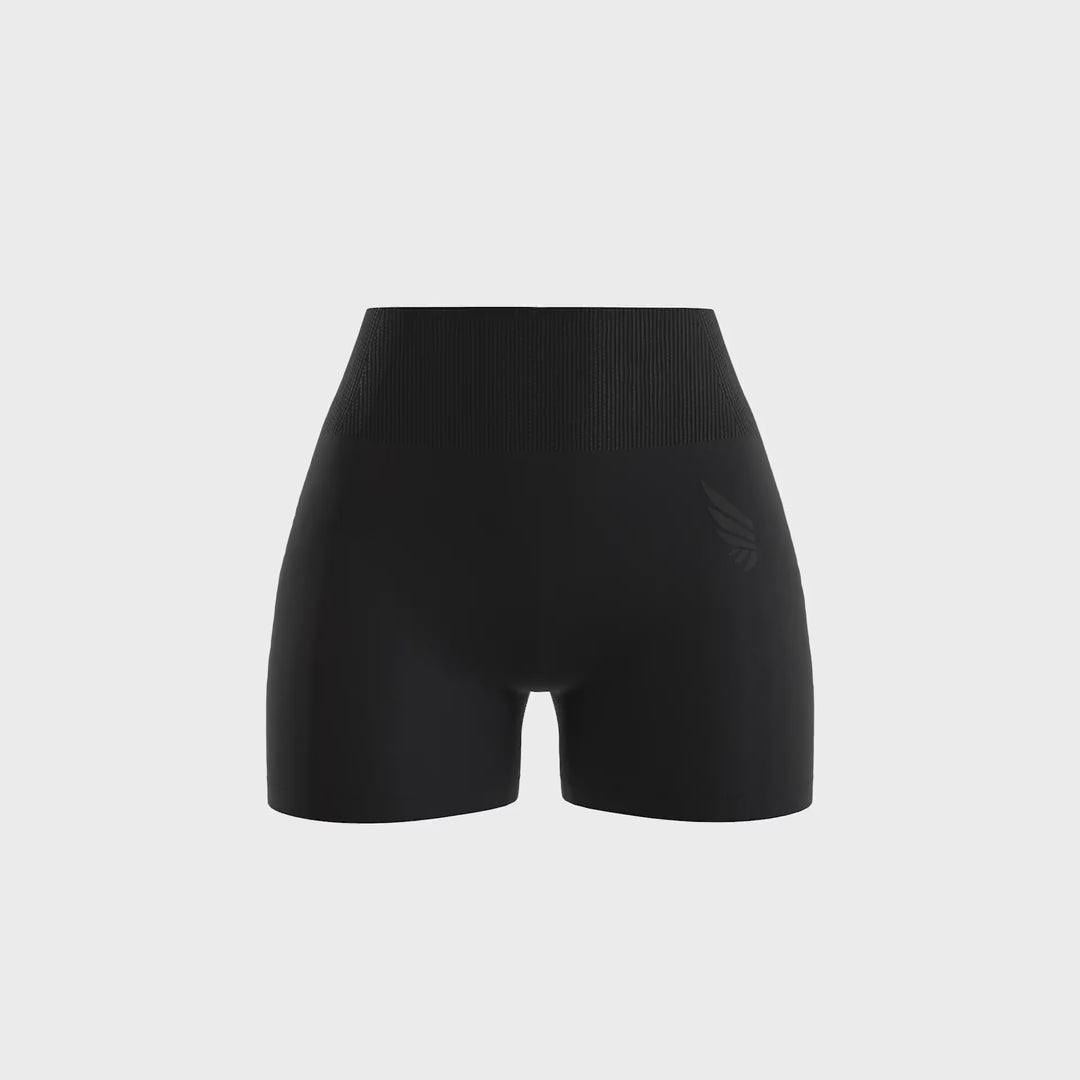 NIVɅYS ® Zeyla Seamless Booty Shorts Obsidian Black 360° view