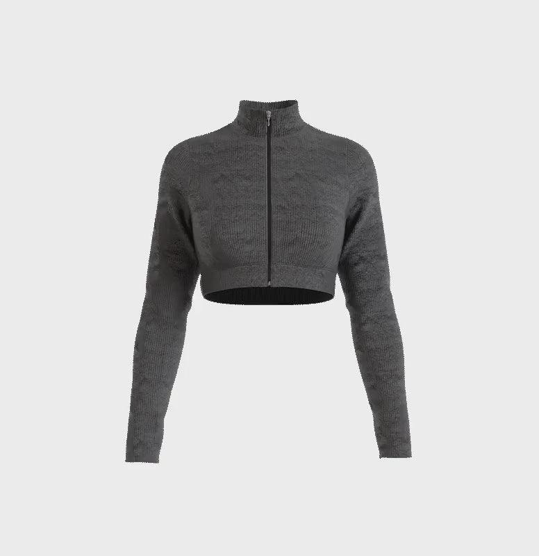 NIVɅYS  Gravity Zipped Crop Jacket - Slate Grey 360° view