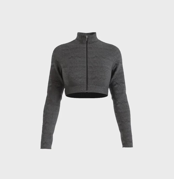 NIVɅYS  Gravity Zipped Crop Jacket - Slate Grey 360° view