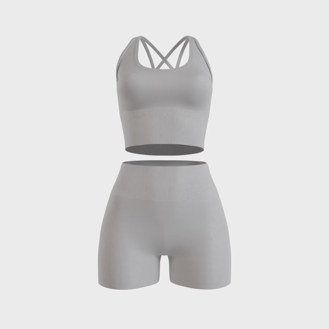 NIVɅYS ® Zeyla Seamless Set Short Light Grey 360° view